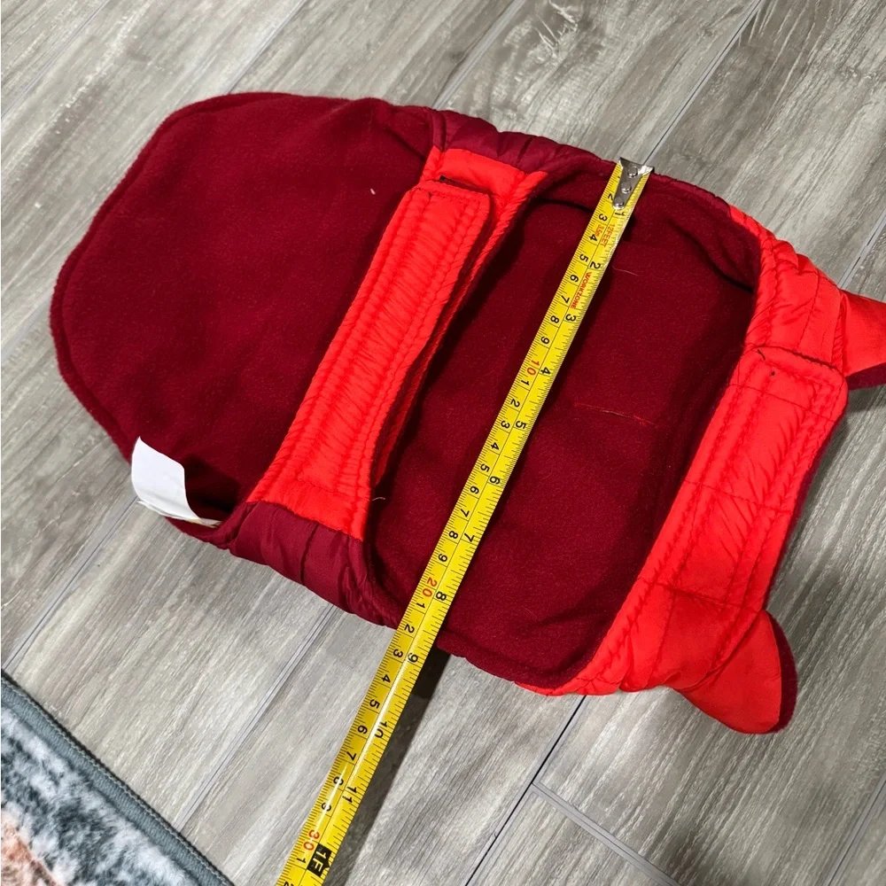 Red color block dog rain winter fleece lined jacket w Velcro closure - small